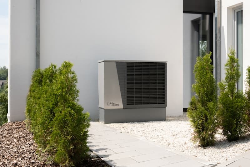 Heat pump unit installed outside a home