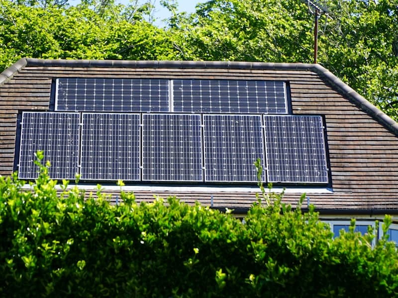 Solar panels on a rural UK home